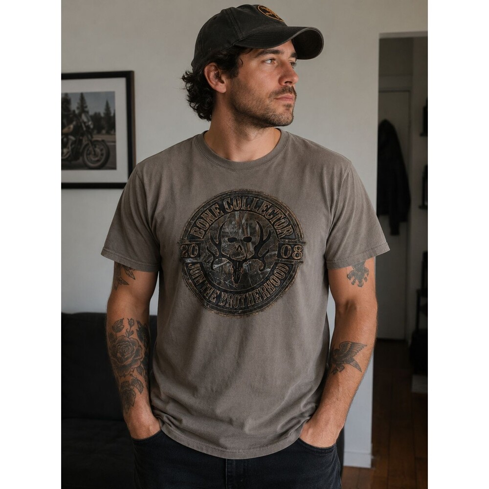 Bone Collector Brown And Black Mens Shirt Size XL